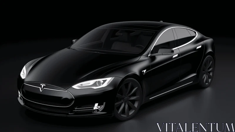 Black Tesla Model S: Monochromatic Minimalist Portrait AI Image