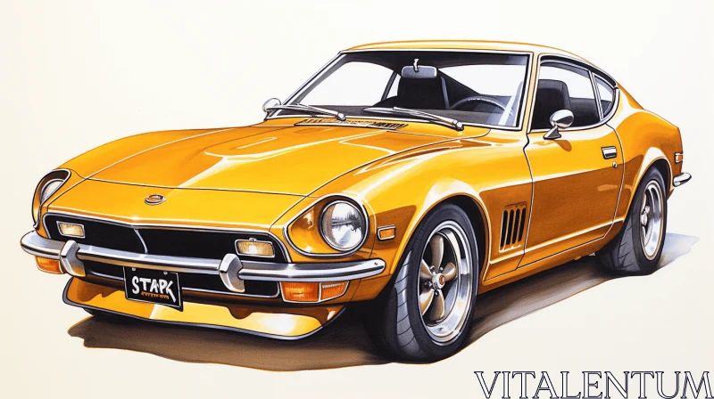 Vibrant Yellow Car Painting | Realistic Hyper-Detailed Artwork AI Image