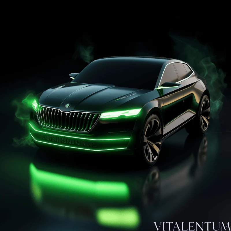 Green Lit Sports Car: A Bold and Radiant Concept AI Image