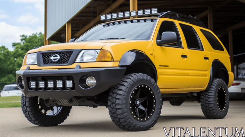 AI ART Captivating Yellow SUV with Black Wheels and Tires | Dracopunk and Weathercore Art