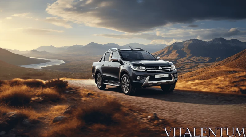 2019 Toyota Hilux Near the Majestic Mountains - Captivating Landscape AI Image