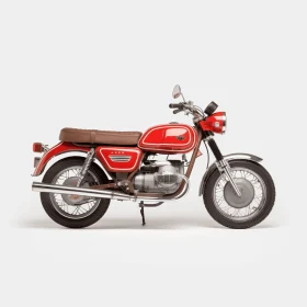 Red and Brown Motorcycle on Grey Background - Minimal Retouching, Realistic Forms