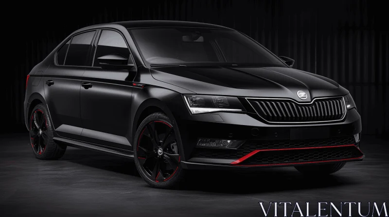 Black and Red Skoda SUV with Kinetic Lines and Baroque-Inspired Drama AI Image