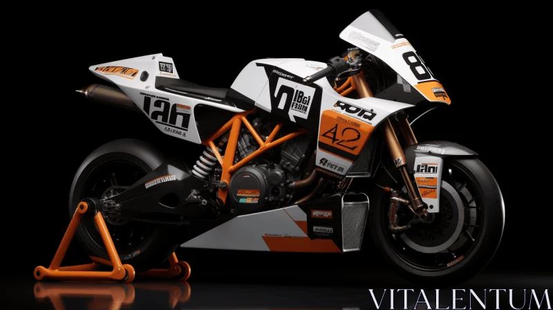 Orange and Black Racing Motorcycle on a Dark Background AI Image