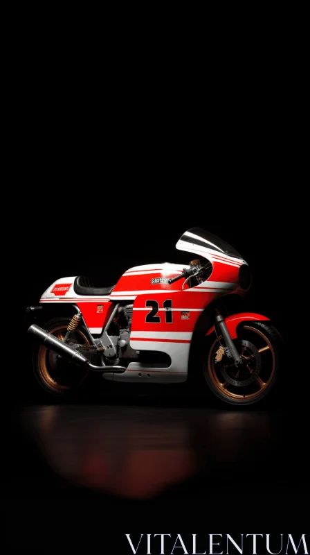 AI ART Vintage Racing Bike with Red and White Stripes - Iconic Design