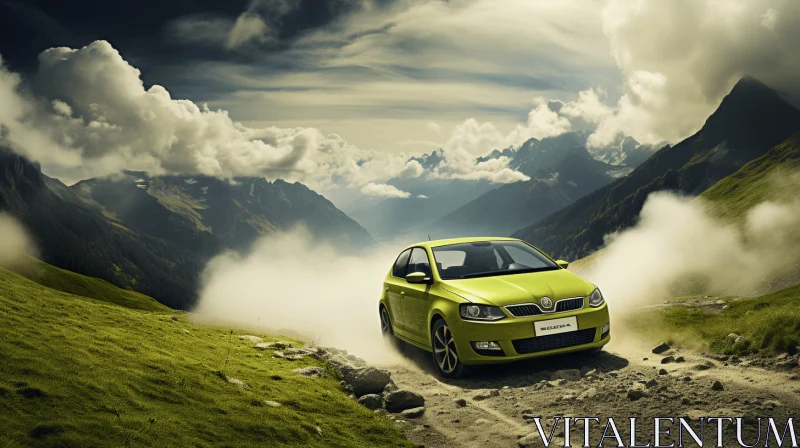 Skoda C3 2012 Car Wallpaper | Mountainous Vistas | Color Splash AI Image