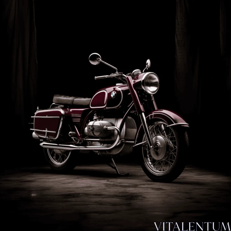Vintage BMW Motorcycle in a Dark Room | Nostalgic Nostalgia AI Image