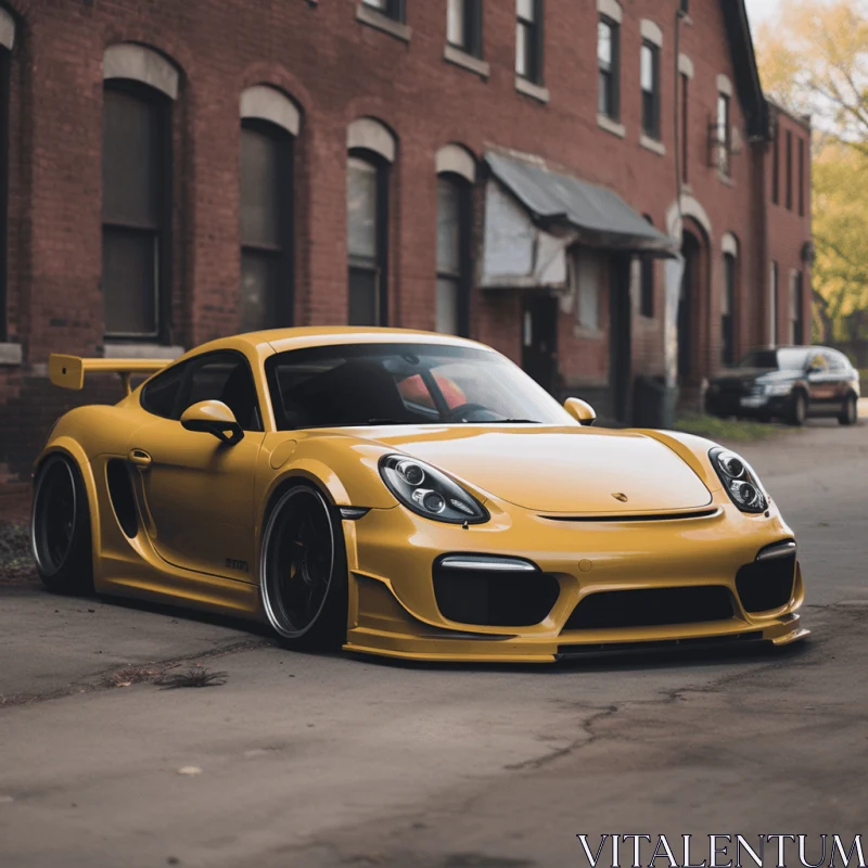 Golden Porsche Cayman Parked on Street | Lucid Developments AI Image