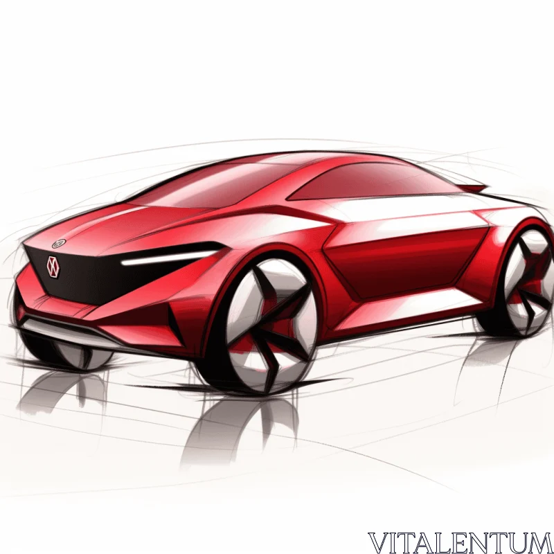 Sleek and Futuristic Concept Car Sketch - Hand-Drawn Illustration AI Image