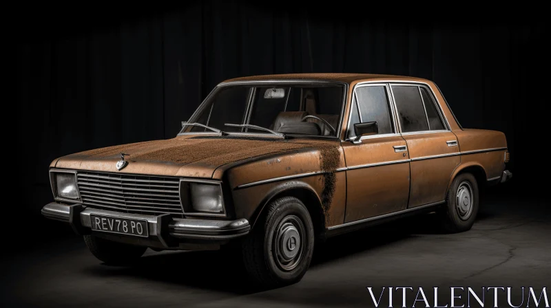 Captivating Image of an Old Brown Car Against a Dark Background AI Image