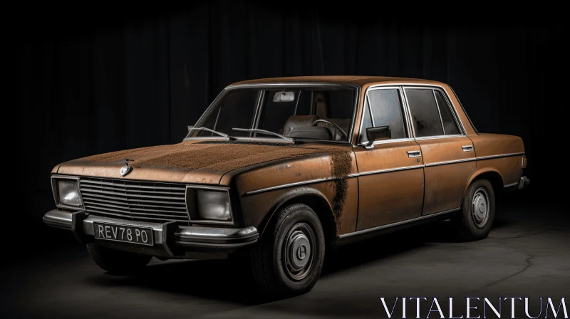Captivating Image of an Old Brown Car Against a Dark Background