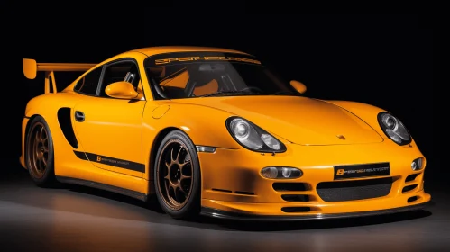Captivating Porsche GTS Racing Artwork in Dark Yellow and Amber