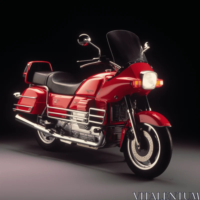 Captivating Red Motorcycle on Dark Background | 1980s Style AI Image