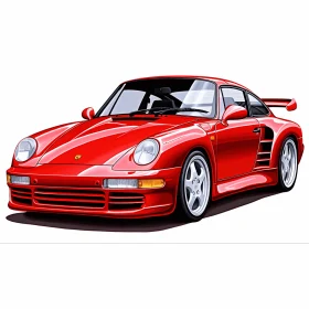 Captivating Red Porsche Car Drawing in Neogeo Style