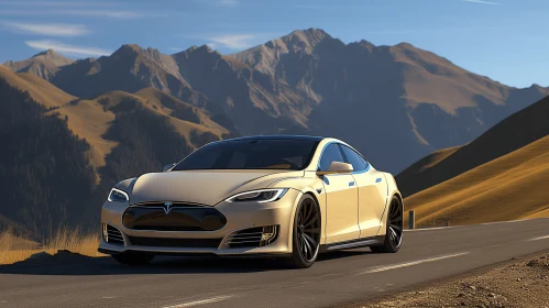 Captivating Tesla Model S Driving on a Mountain Road - Industrial Design