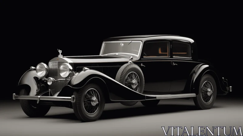 Luxurious Opulence: Vintage Car Against a Black Background AI Image