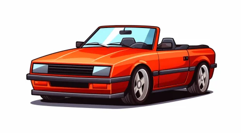 Red Convertible Car Icon Vector | Masterful Shading | 1980s Cartooncore