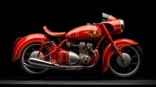 Captivating Red Antique Motorcycle: A Timeless Artwork