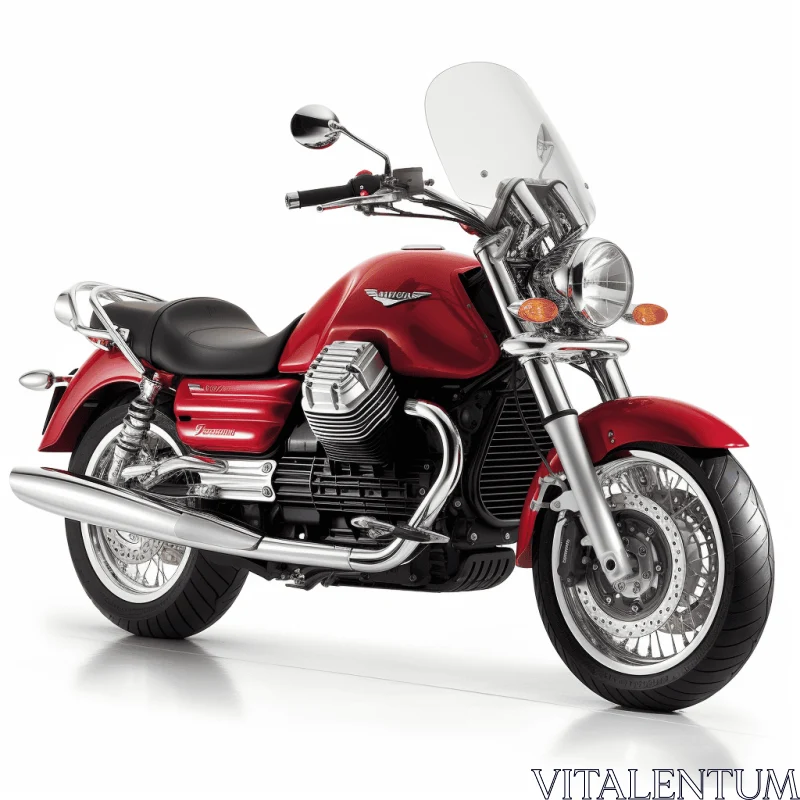 Red Motorcycle on White Background | Dark Brown and Silver Accents AI Image