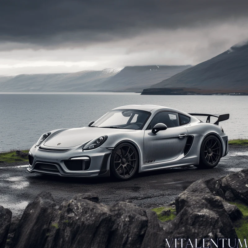 Porsche Cayman GTS Wallpapers: Captivating Stormy Seascape AI Image