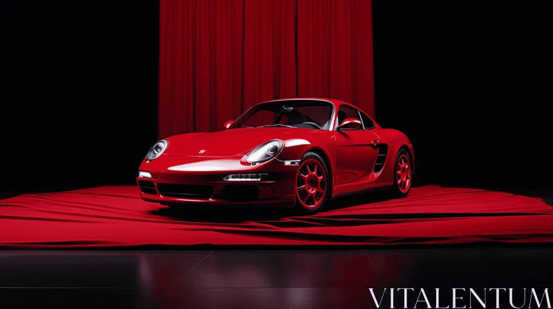 Captivating Red Porsche Sports Car on Vibrant Red Carpet AI Image