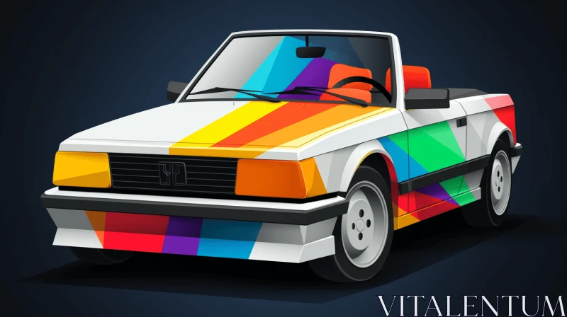 Captivating Car Artwork: Colorful Stripes on a Dark Background AI Image