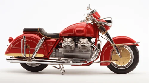 Captivating Red Motorcycle on White Background | Meticulously Crafted