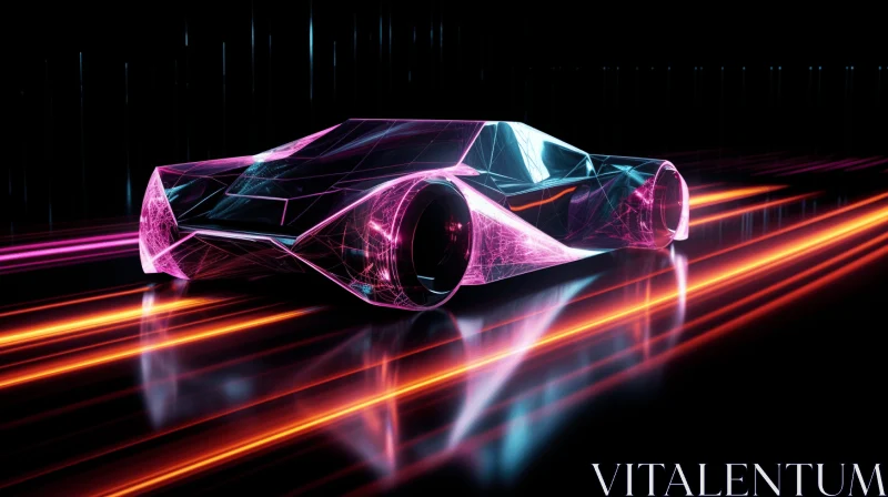 Abstract Car in Motion with Neon Lights - Futuristic Glam AI Image