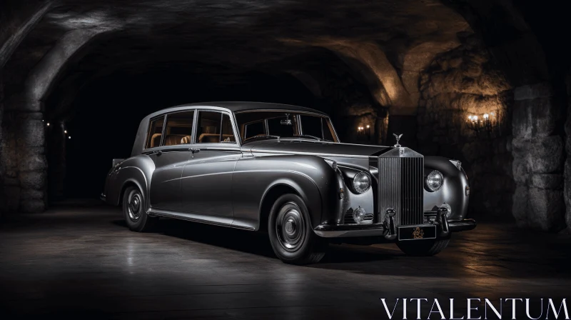 Timeless Elegance: Silver Rolls Royce in a Cave AI Image