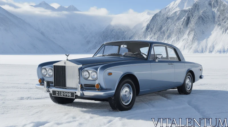 Vintage Rolls Royce in Snowy Mountains | Realistic Rendering AI Image