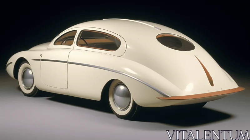 Vintage White Car with Bauhaus-Inspired Design AI Image