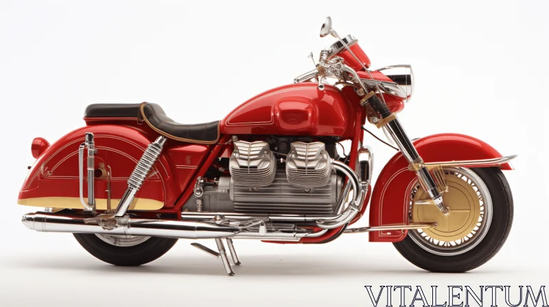Captivating Red Motorcycle on White Background | Meticulously Crafted AI Image
