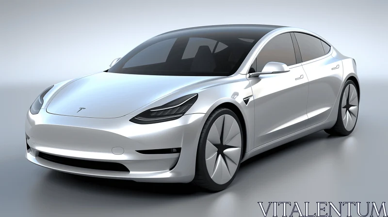 Captivating Tesla Model 3 3D Model: Organic Design in Silver and White AI Image