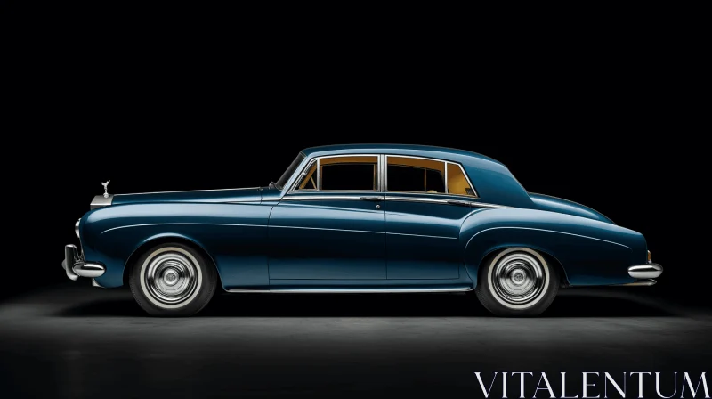 AI ART Blue Vintage Car: Delicate Curves and Fine Lines