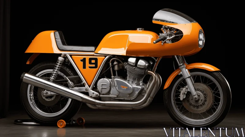 Captivating Orange Motorcycle: Realistic and Hyper-Detailed Renderings AI Image