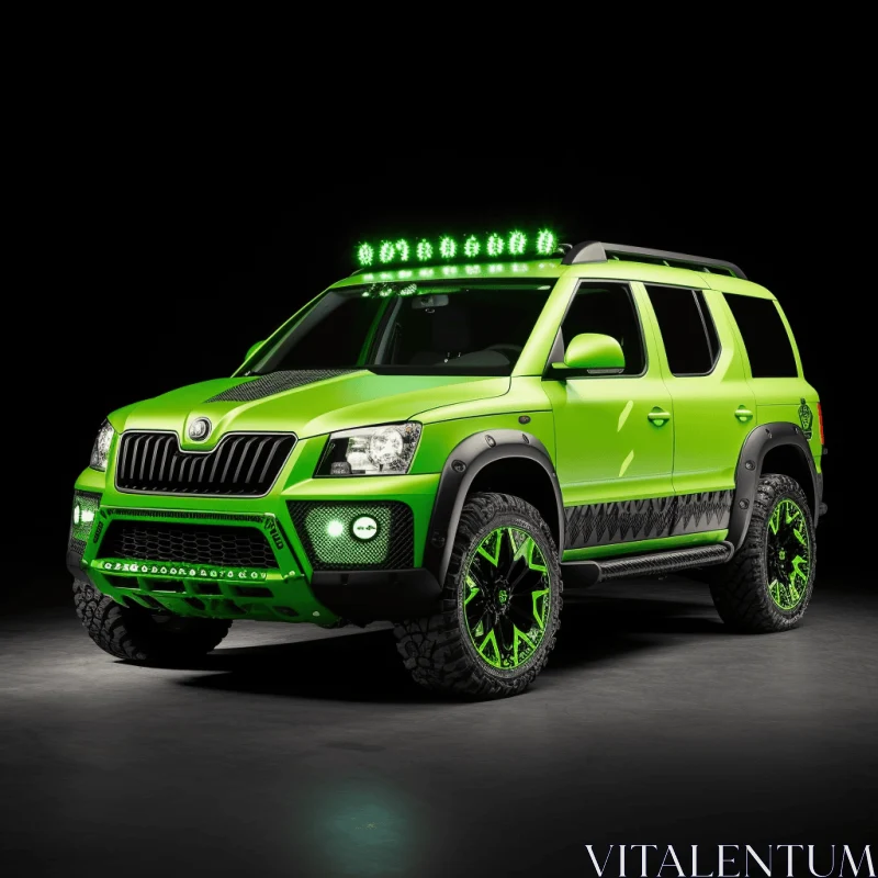 Captivating Green SUV with Striking Design | Artistic Car Painting AI Image