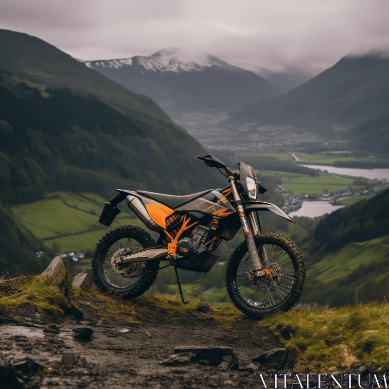 Majestic Mountain Landscape with KTM Motorbike | 8K Resolution AI Image
