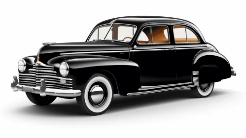 Vintage Black Classic Car: Realistic Hyper-Detailed Rendering