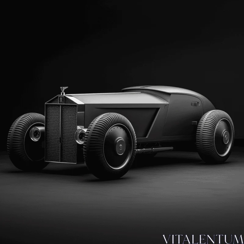 Black Car Concept with Unique Character Design and Vintage-Inspired Style AI Image