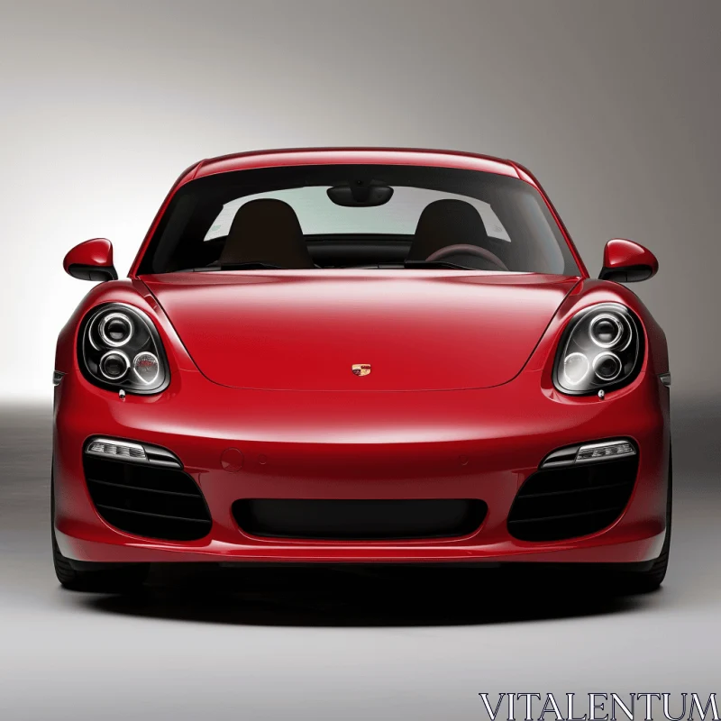 Red Porsche Cayman on Gray Background | Clean and Elegant AI Image