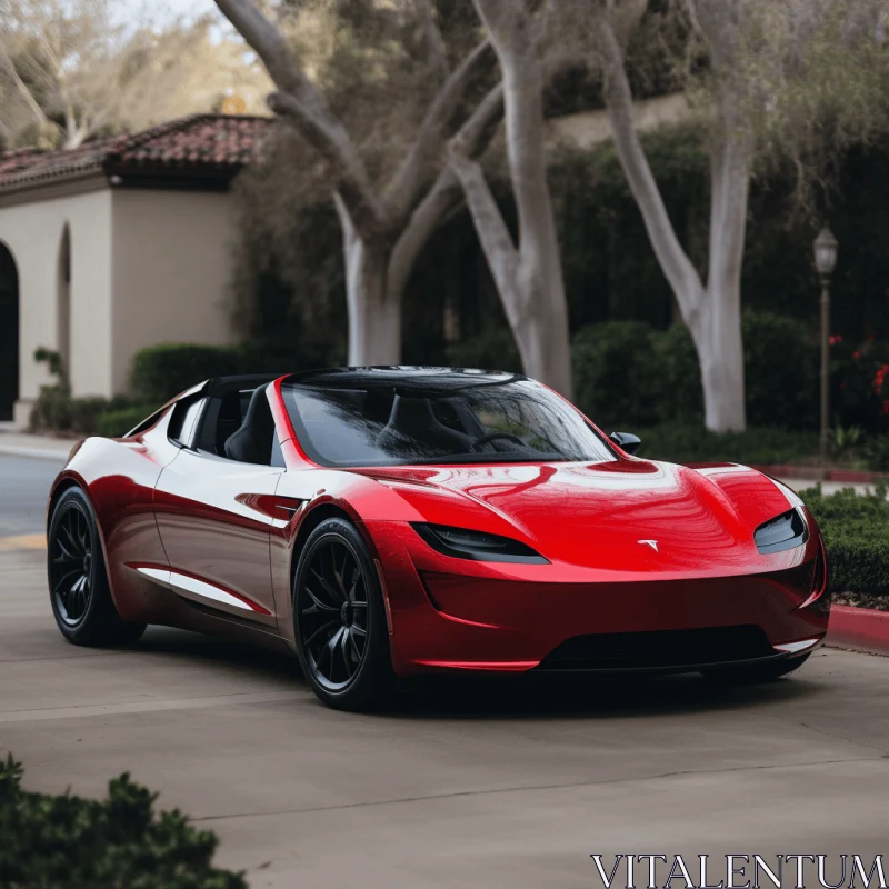 Black and Red Tesla Sportscar: A Captivating Blend of Tradition and Innovation AI Image