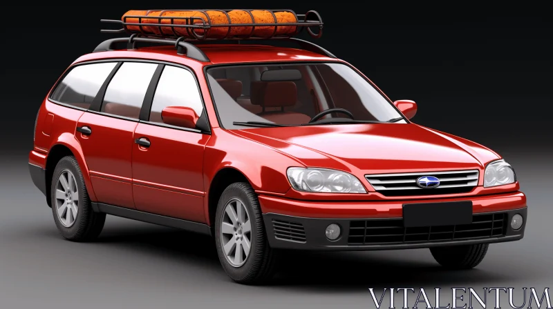 Detailed Rendering of a Red Car with a Roof Rack | Maya Render AI Image