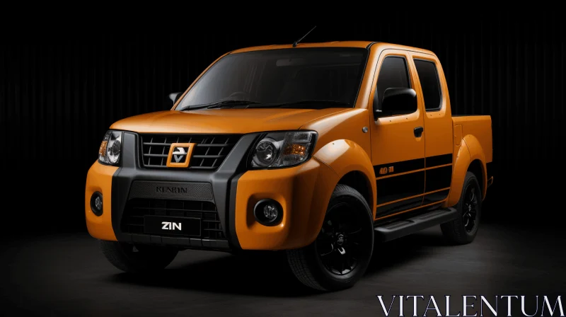 AI ART Zen-Inspired Pickup Truck with Black Body and Orange Top