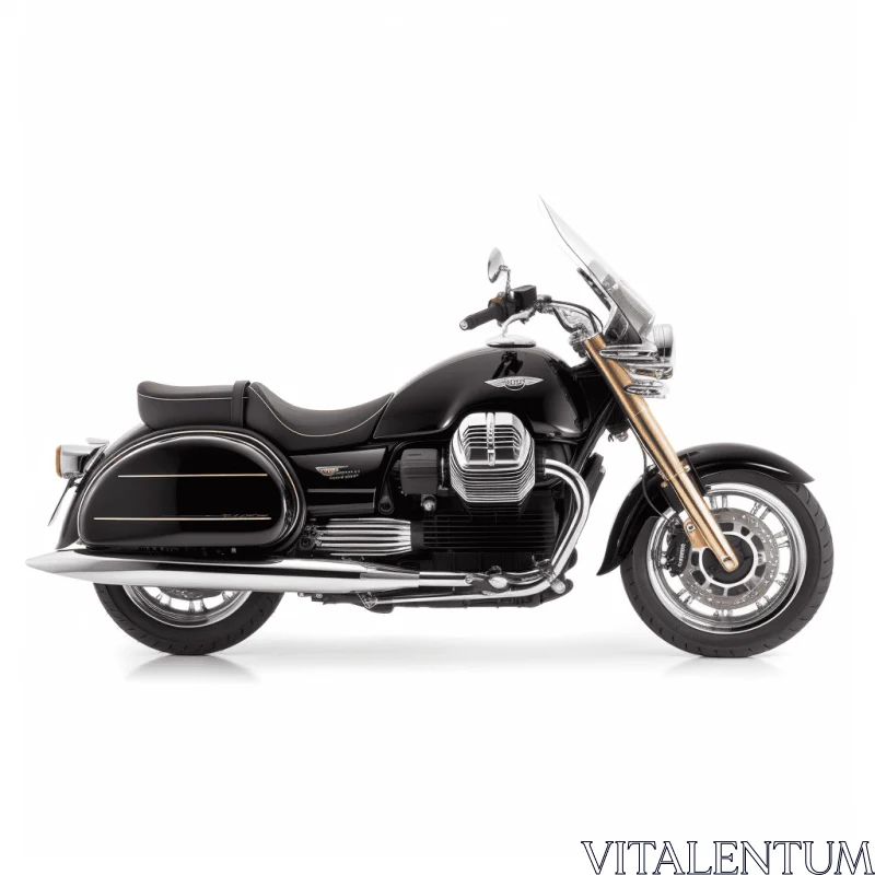 Bold and Striking Black Motorcycle on White Background AI Image