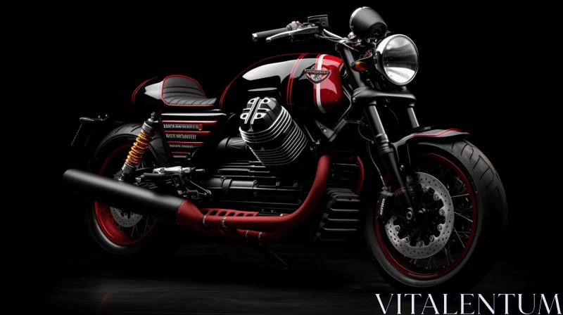 Captivating Black Motorcycle in Red and Black Setting | Realistic Renderings AI Image