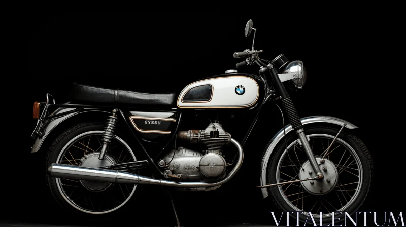 Vintage Modernism Motorcycle in a Dark Space AI Image