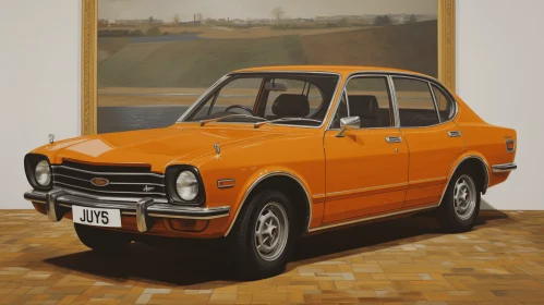 Captivating Orange Classic Car Artwork | Photorealistic Painting