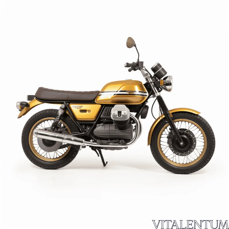 Golden Motorcycle Parked on White Background | Dark Yellow and Dark Bronze AI Image