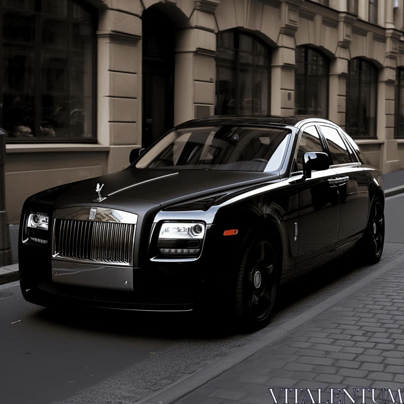 AI ART Black Rolls Royce Ghost Car in Photorealistic Urban Scene