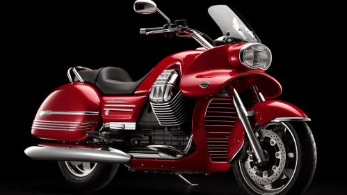 Red Motorcycle on a Black Background - Dark Brown and Silver Style